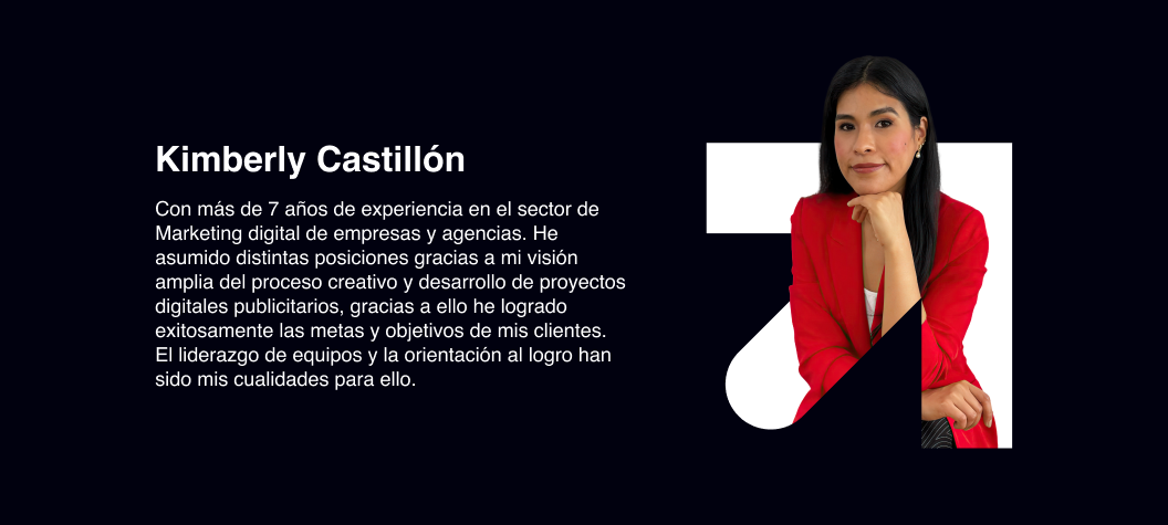 en la página nosotros se muestra una imagen de la proyect manager, kimberly castillon